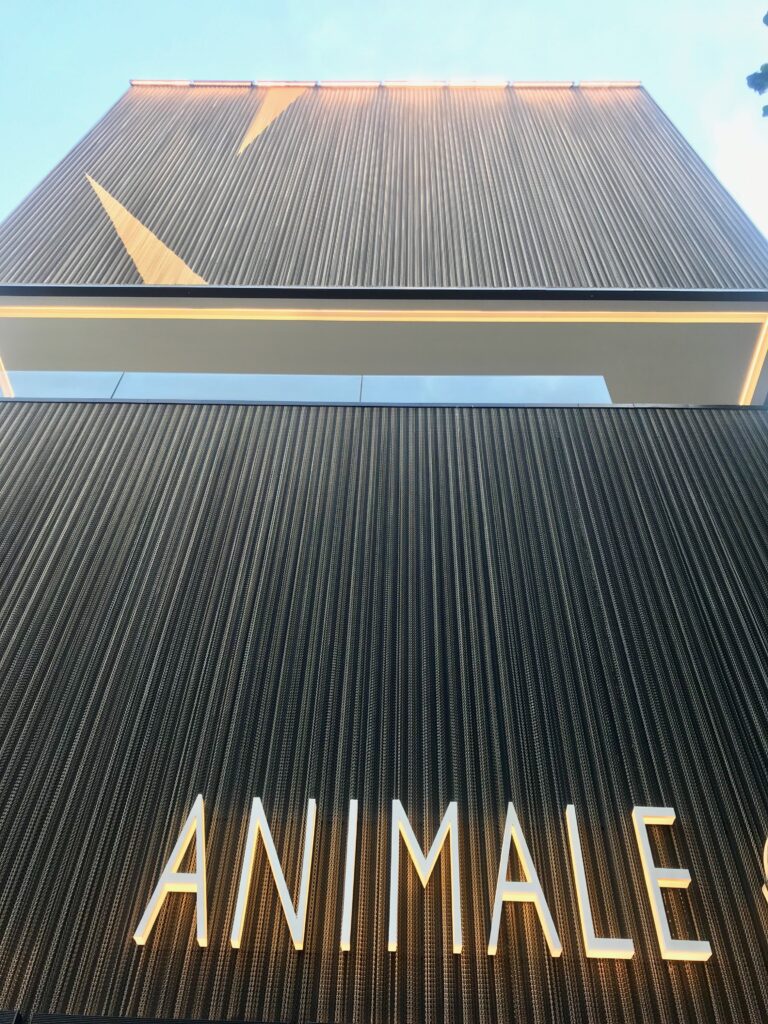 Fachada da Animale feita de correntes metálicas Dropiron